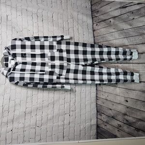 Ivory Ella Checked Jumpsuit Pajamas Small